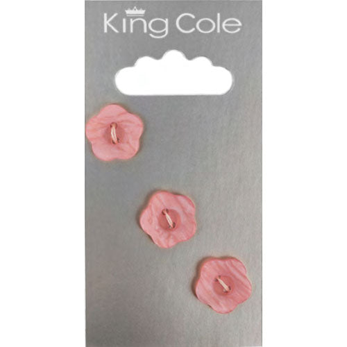 King Cole Carded Buttons Pink Flower - valleywools