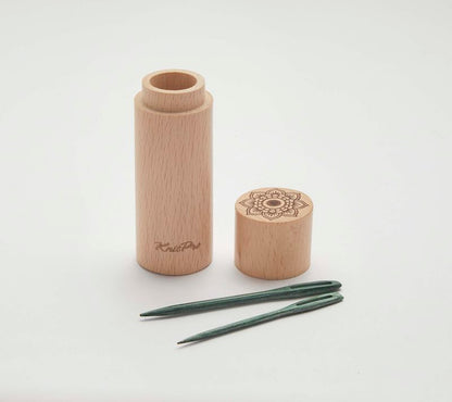 Knit Pro Mindful Collection Teal Wooden Darning Needles in Beech Container - valleywools