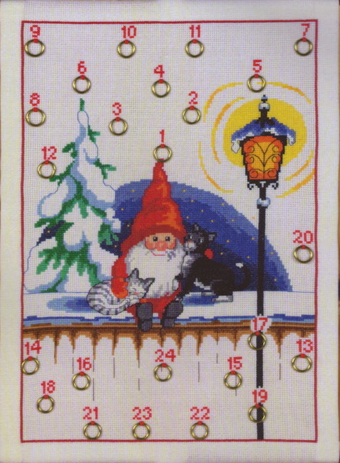 Permin Gnome with two Cats Advent Calendar - valleywools