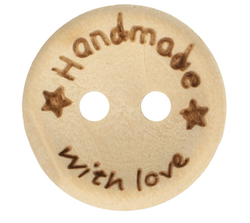 Wooden Button (loose) - Handmade with Love 15mm - valleywools